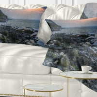 Designart Dark Rocky Seashore Sunrise-jastuk za bacanje morske obale-12x20