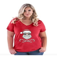 MMF - Ženska majica plus V-izrez - Santa Božićna lubanja