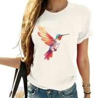 Cartoon Hummingbird Vintage Style Pilter Lover Grafička majica kratkih rukava za žene - Modni i udobne ljetne