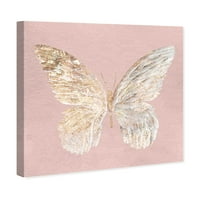 Wynwood Studio Životinje Wall Art Canvas Prints' Golden Butterfly Glimmer Blush ' Insekti - Pink, Gold