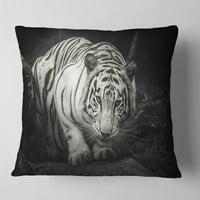 Designart bijeli tigar - jastuk za bacanje životinja-18x18
