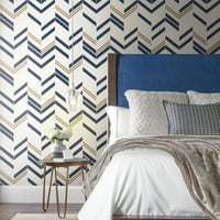 Roommates Blue Chevron Stripe Peel & Stick Wallpaper BOGO 25% Off