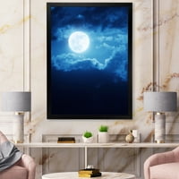Designart 'Noć punog Mjeseca u oblačnom nebu III' Nautički i obalni uokvireni umjetnički Print