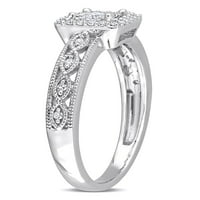 Carat T. W. dijamant izrezan i okruglo rezan dijamant od 10kt bijelog zlata kvadratni oreol Svadbeni prsten