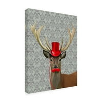Zaštitni znak likovne umjetnosti' jelen sa crvenim šeširom i brkovima ' platnena Umjetnost Fab Funky
