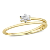 Miabella ženski dijamantski naglasak Žuti Rodijum Platiran Sterling srebrni Twist otvoreni obećavajući prsten