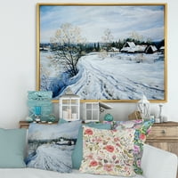 Designart 'Country Road in Winter Times Landscape II' tradicionalni uramljeni platneni zidni umjetnički Print