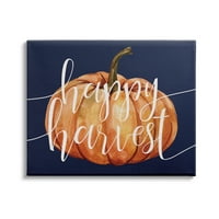 Stupell Industries Happy Berst fraze od narančaste bundeve preko plave, 36, dizajn Daphne Polselli