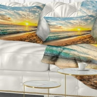 Designart Bijela plaža na ostrvu Barbados-moderni jastuk za bacanje morskog pejzaža - 12x20